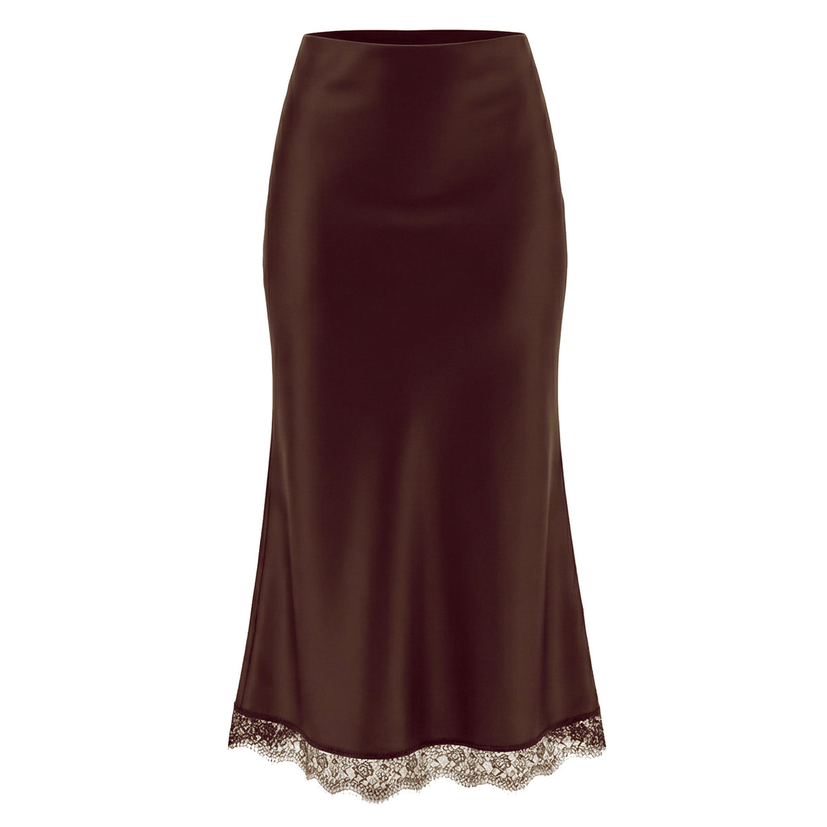 Lace Satin High Waist Elastic A- Skirts