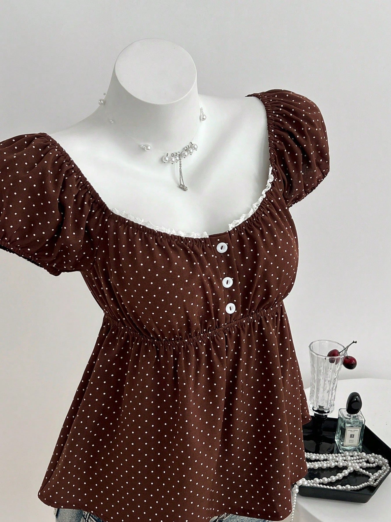 Summer Floral Edge Polka Dot Swing Fashionable Skirts