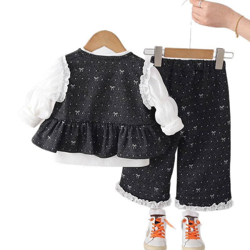 Children's Clothes Western Style Embroidered Bow Long Sleeve Children's Suit