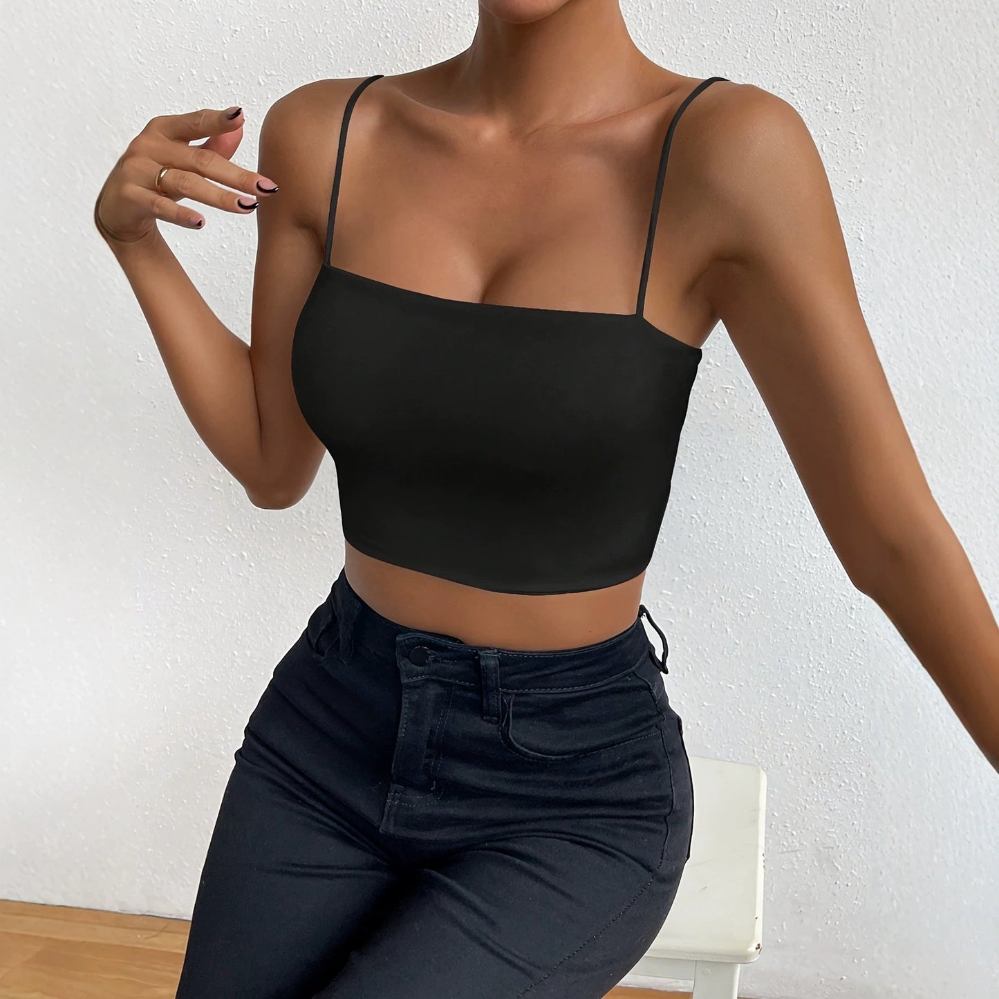 Women's Summer Camisole With Narrow Straps Solid Small Vest/suspenders/tube Top