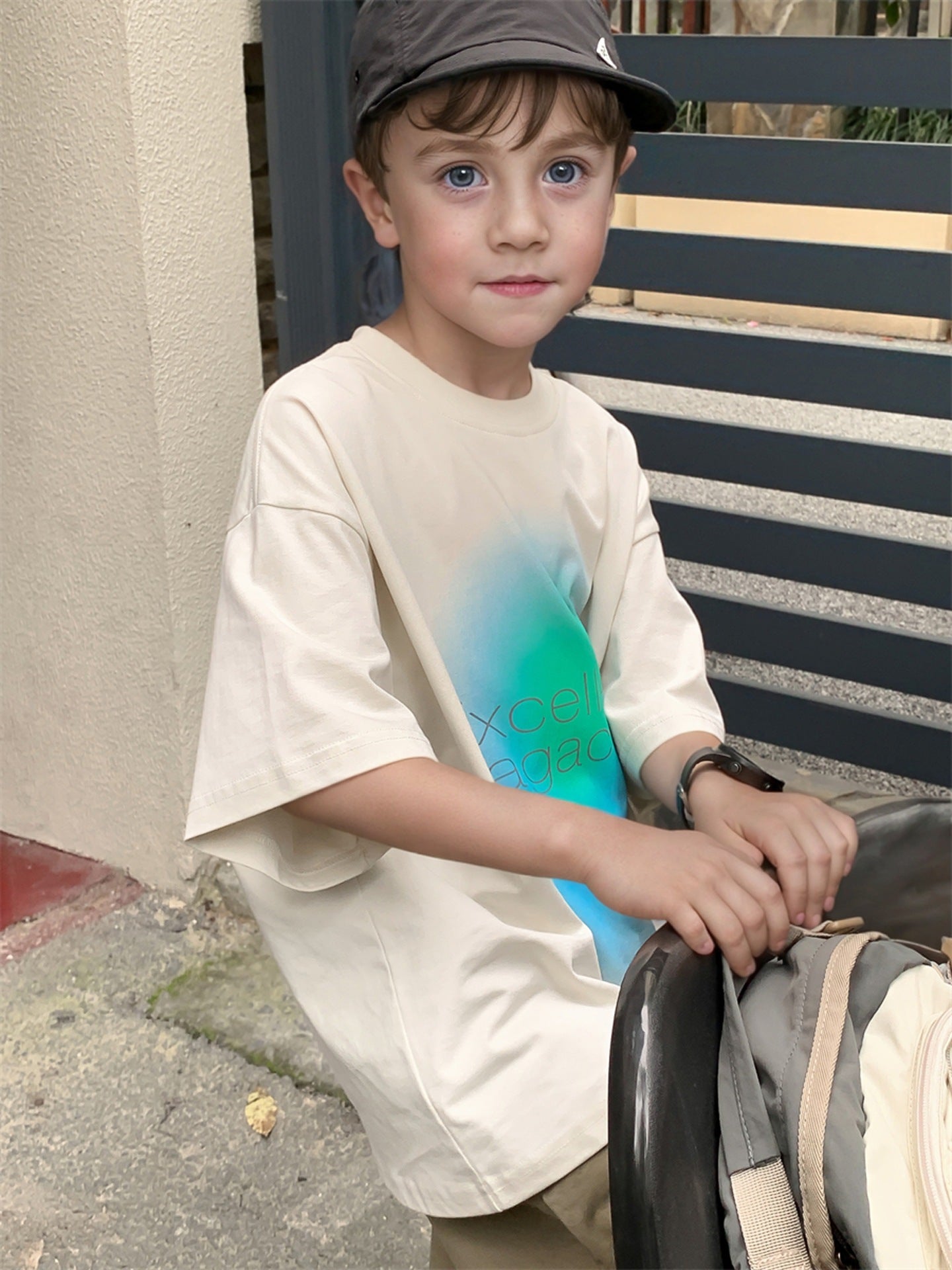 Boy Short Sleeve Soft Loose Medium Big Handsome Children's T-shirt