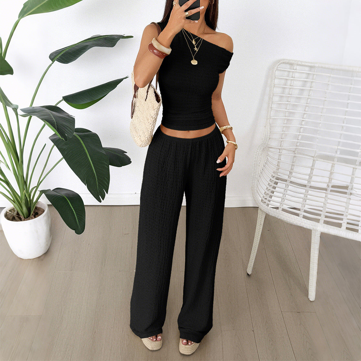 Casual Women's Leisure Vacation Trousers Two-piece Fashion Casual Suit