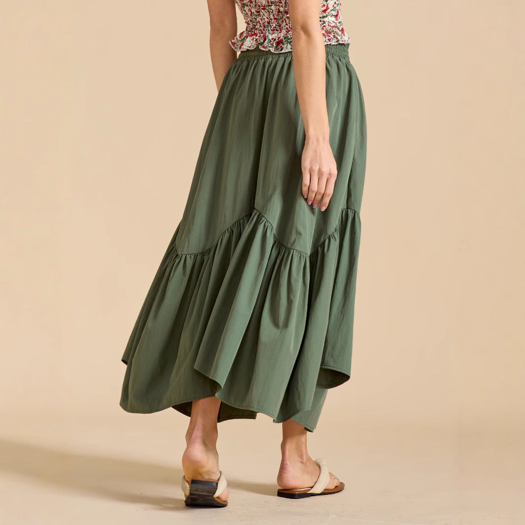 Women's Wave Adjustable High Waist Elastic Large Swing Retro Skirts