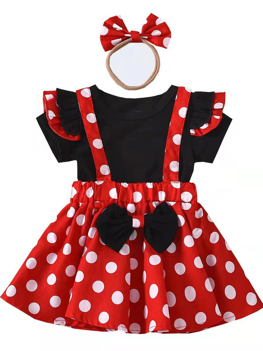 Children's Princess Western Style Cute Dot Mesh Skirt Short Children's Dress