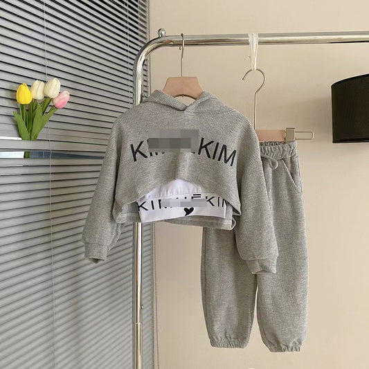Children's Medium Large Long Sleeve Hooded Sweater Casual Pants Fashionable Children's Suit