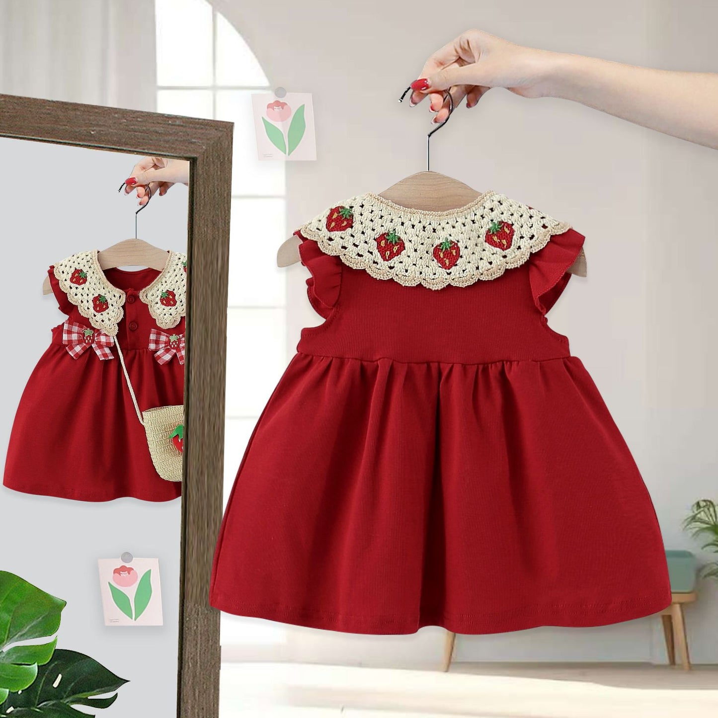 Children's Sleeveless Princess Strawberry Collar Vest Gift Children's Dress