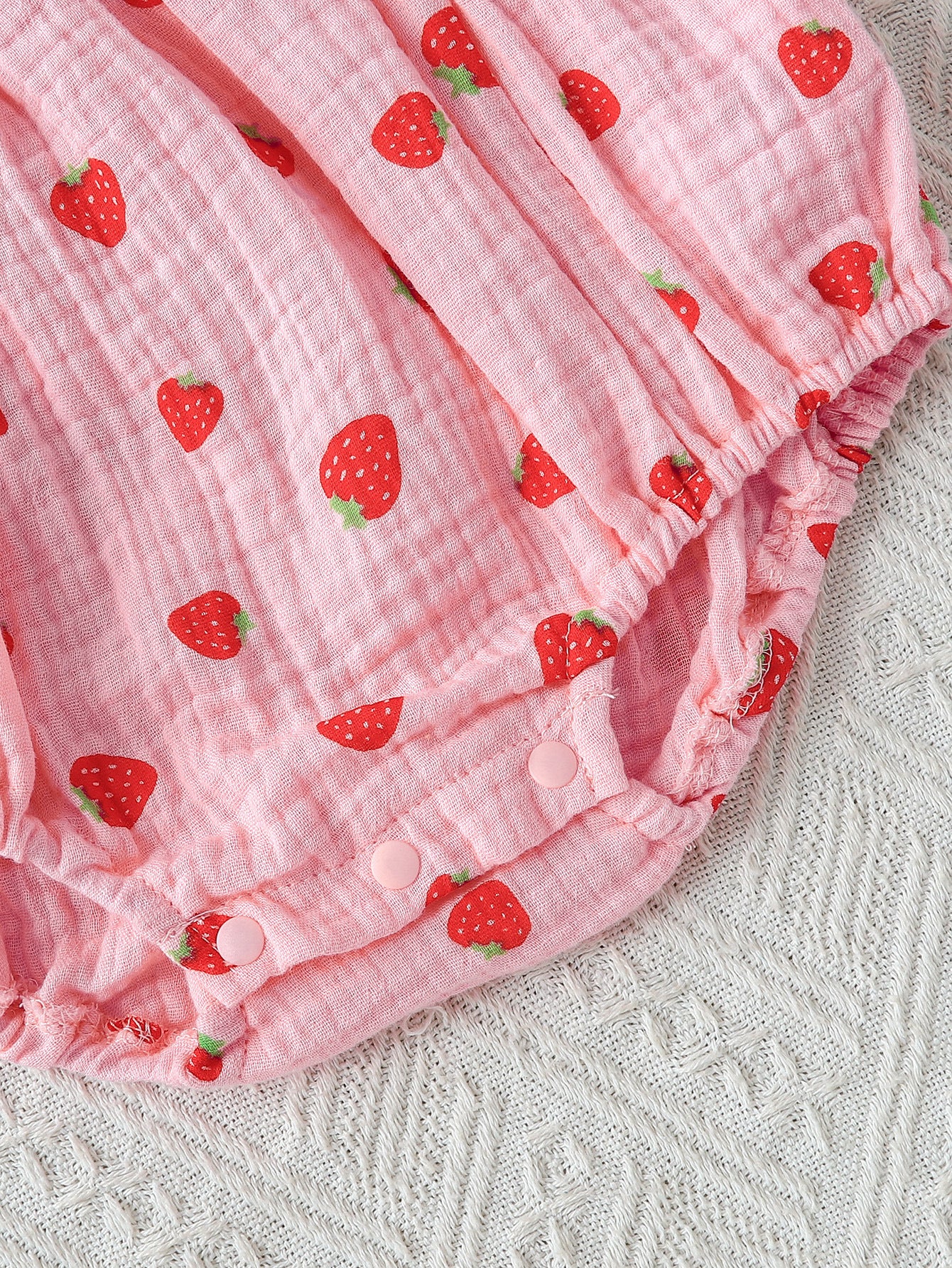 Strawberry Print Pure Cotton Rompers Romper Jumpsuit Square Collar Flounced Jumpsuit, Climbing Suit