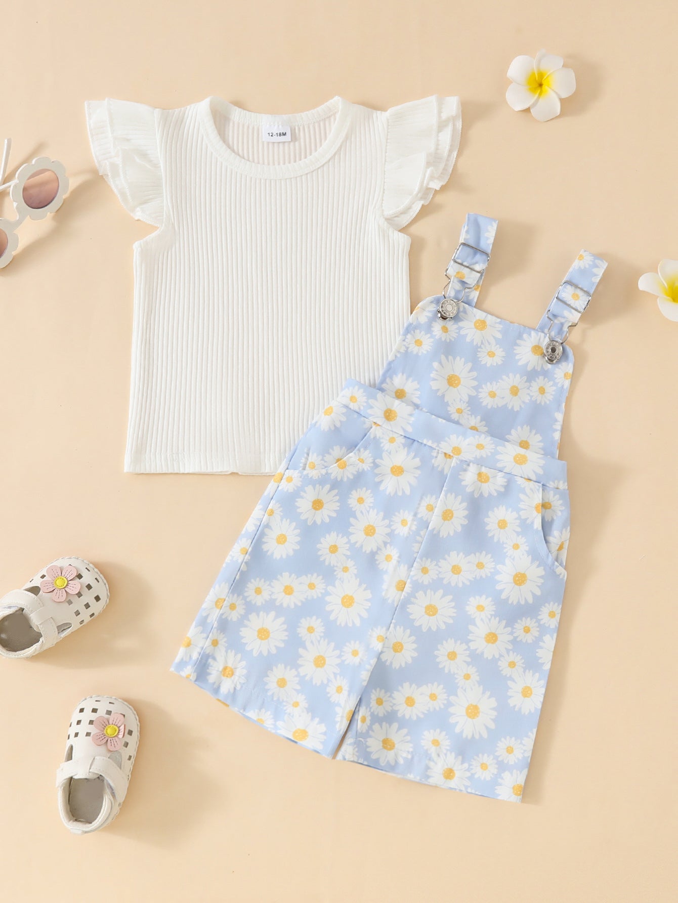 Cute Sunken Stripe White Flying Sleeves Children's Suit