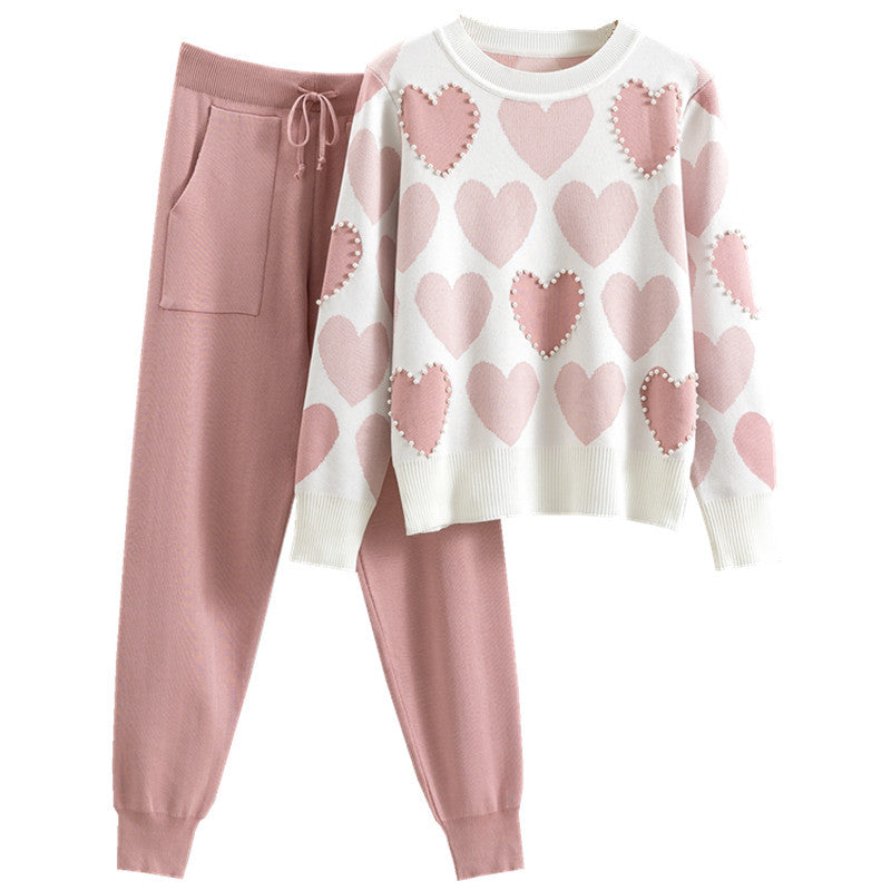 Love Beaded European Goods Female Temperament Fresh Fashion Casual Suit