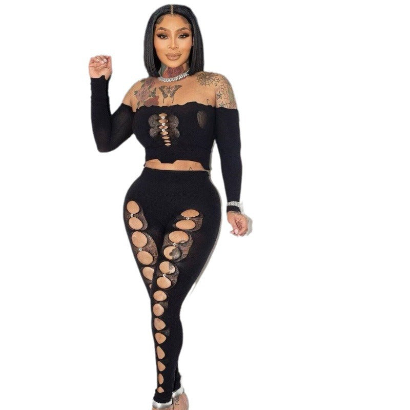 Women's Autumn Sexy Cutout Slim Trousers Slimming Clothing