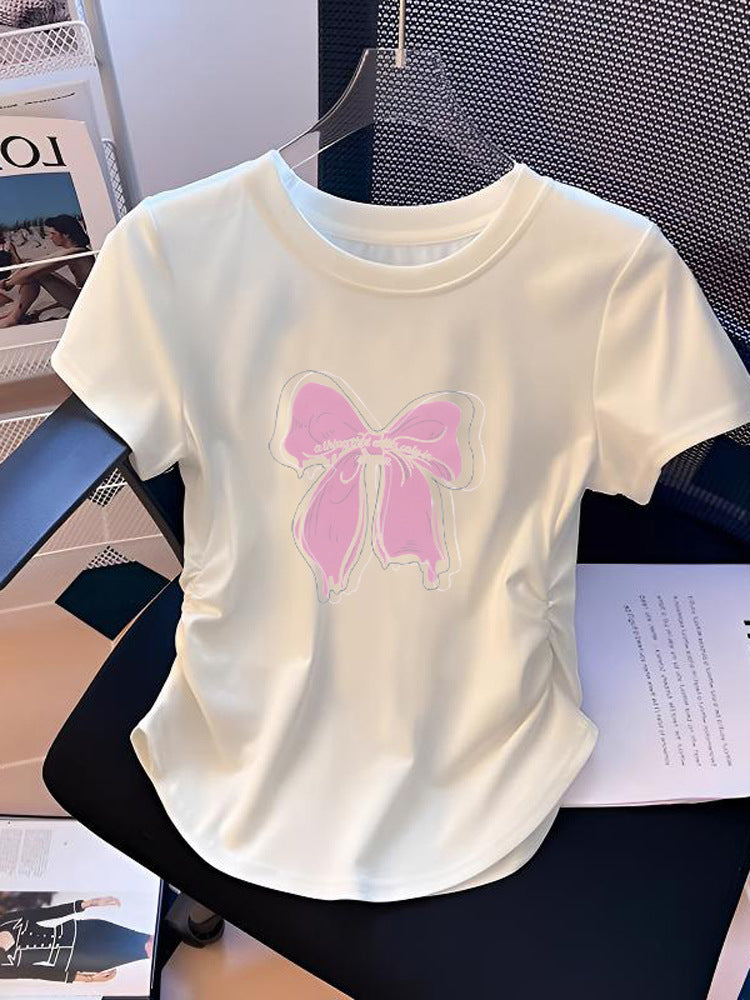 White Pure Cotton Short-sleeved Summer Korean Style Loose Middle Big Children's T-shirt