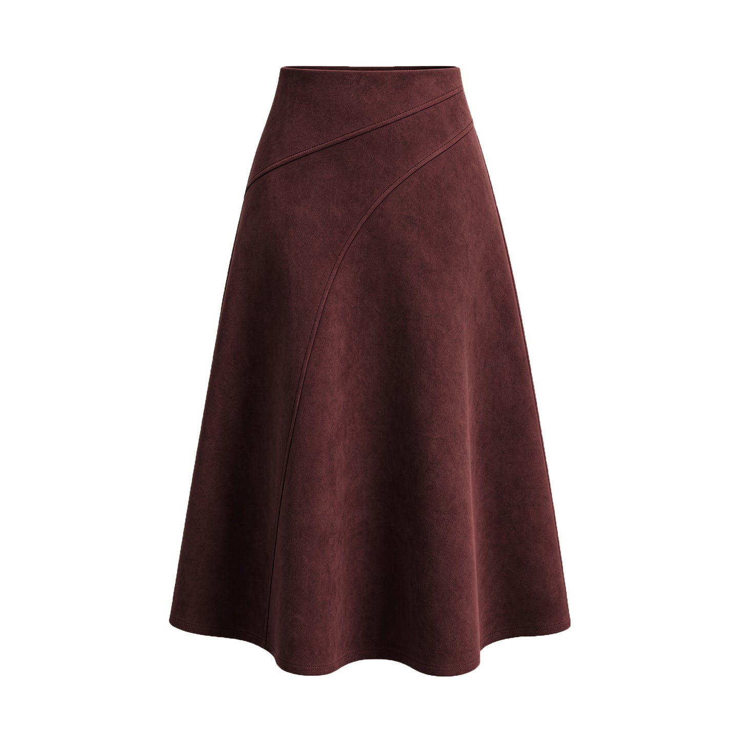Women's Stitching High Waist Elastic Zipper A- Line Midi Skirt