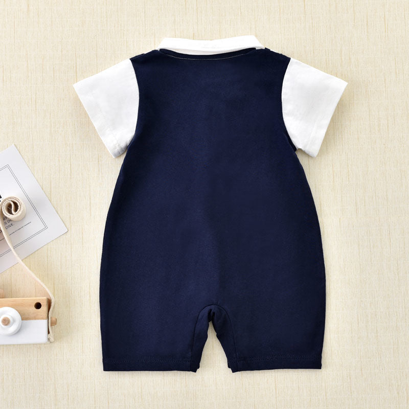 Jumpsuit Summer Born Boy Lapel Thin Breathable Romper Short Sleeve Jumpsuit, Climbing Suit