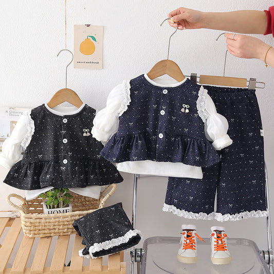 Children's Clothes Western Style Embroidered Bow Long Sleeve Children's Suit