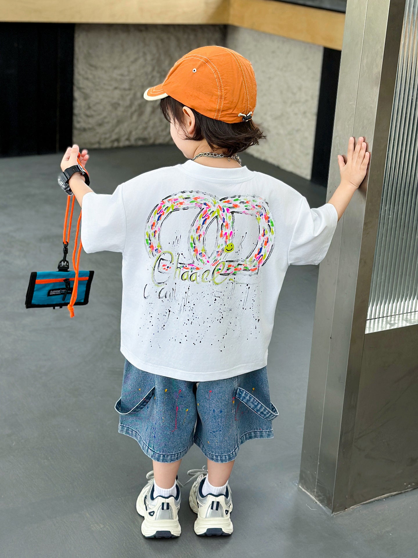Children's Summer Short-sleeved Korean Denim Shorts Two-piece Fashionable Children's Suit