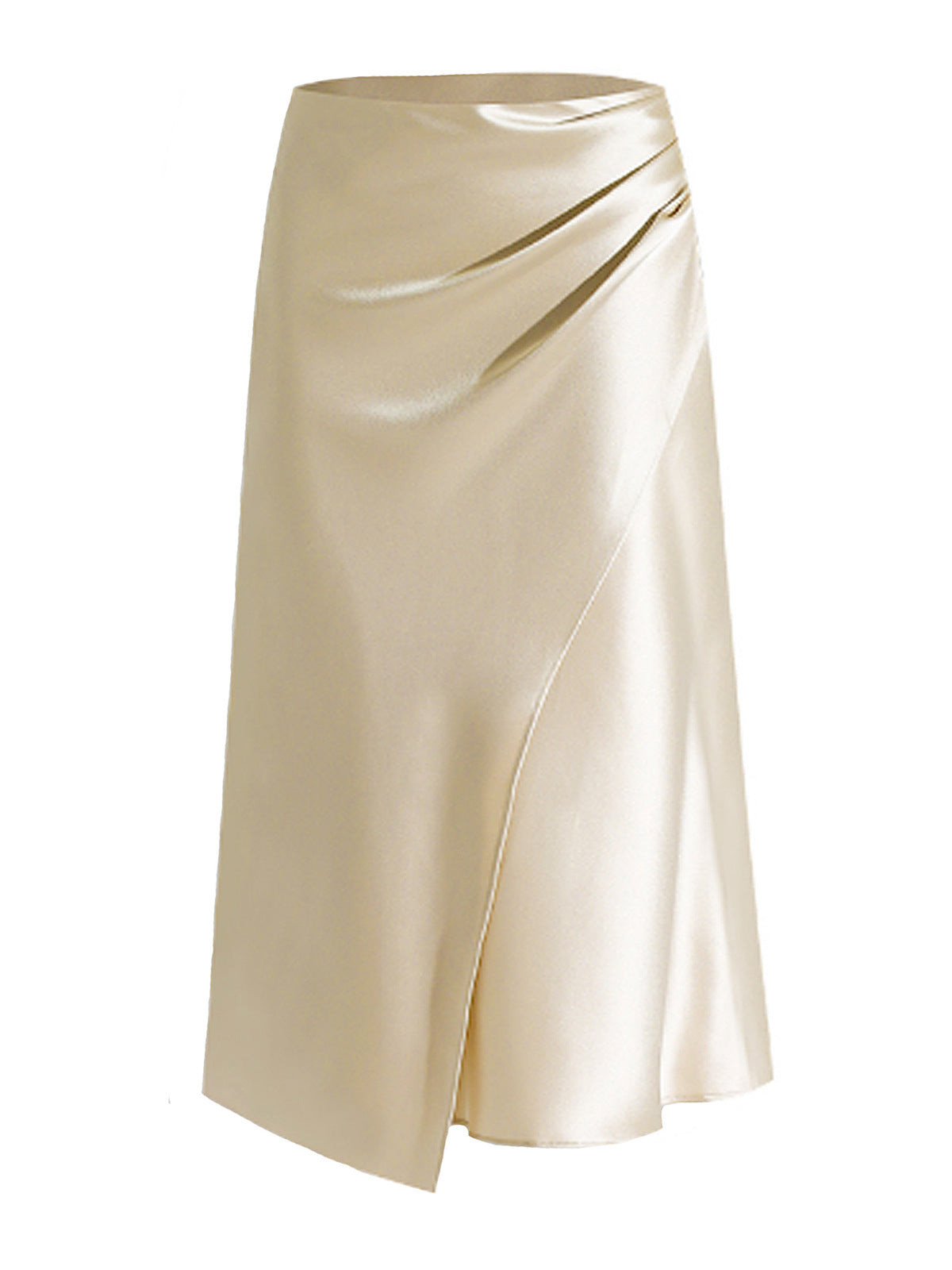 Women's Satin Heap Pleated Split Dress Solid Skirts
