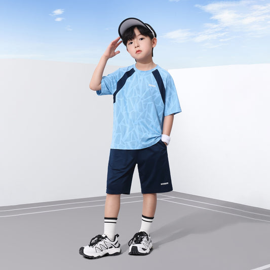 Children's Boys Summer Short Sleeve Sports Breathable Children's Suit