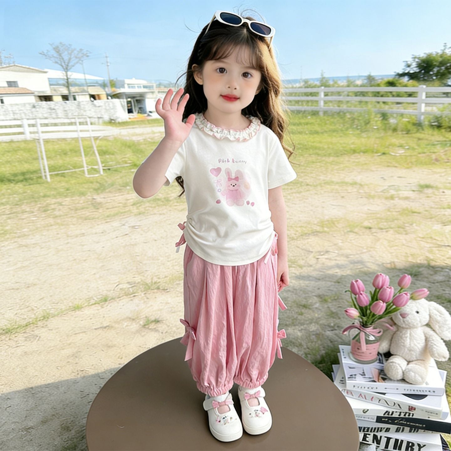 Summer Sweet Lace Collar Short-sleeved Trousers Little Two Piece Children's Suit