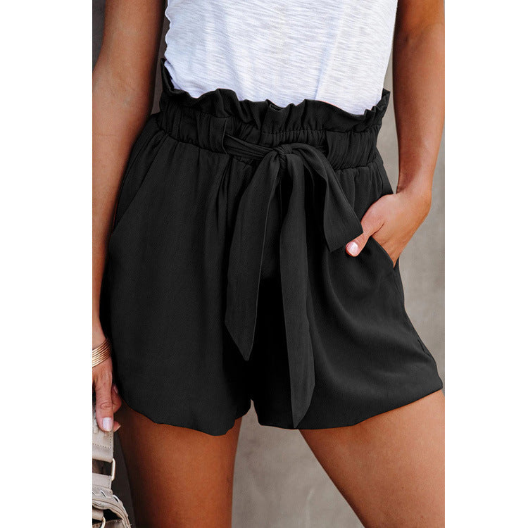 Women's Waistband Solid Color Loose High Waist Casual Pants