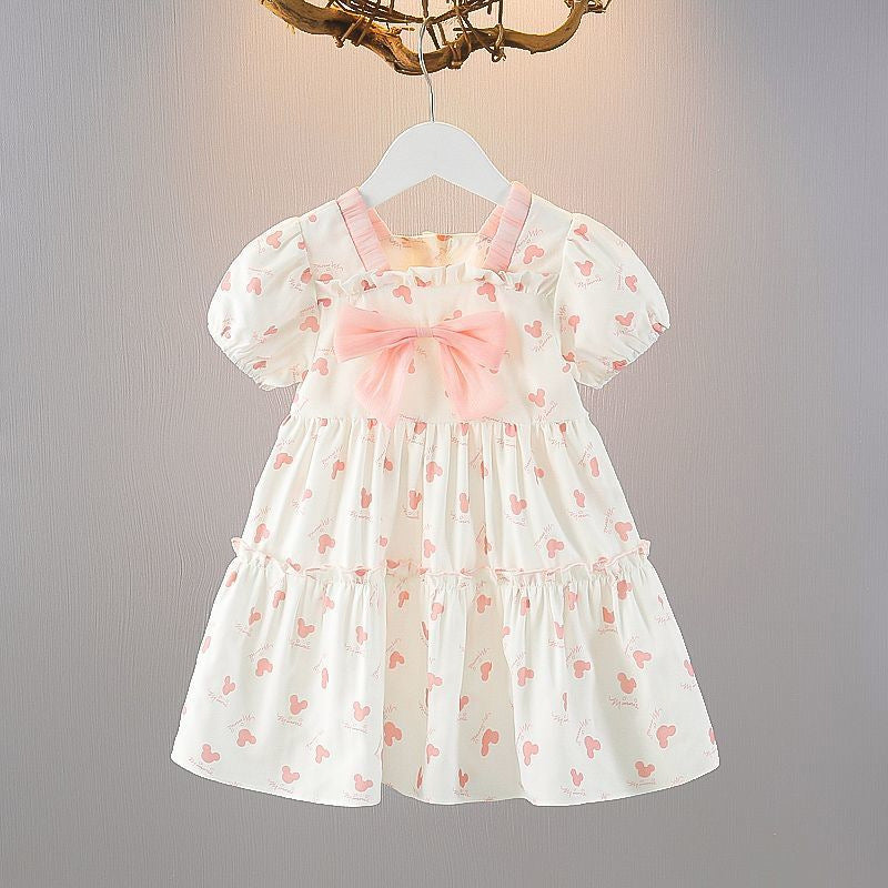 Short-sleeved Summer Bow Skirt Little Fashionable Children's Dress