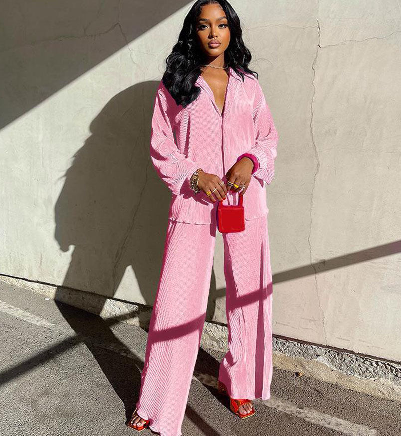 Glamorous Women's Sexy Pleated Loose Multicolor Fashion Casual Suit