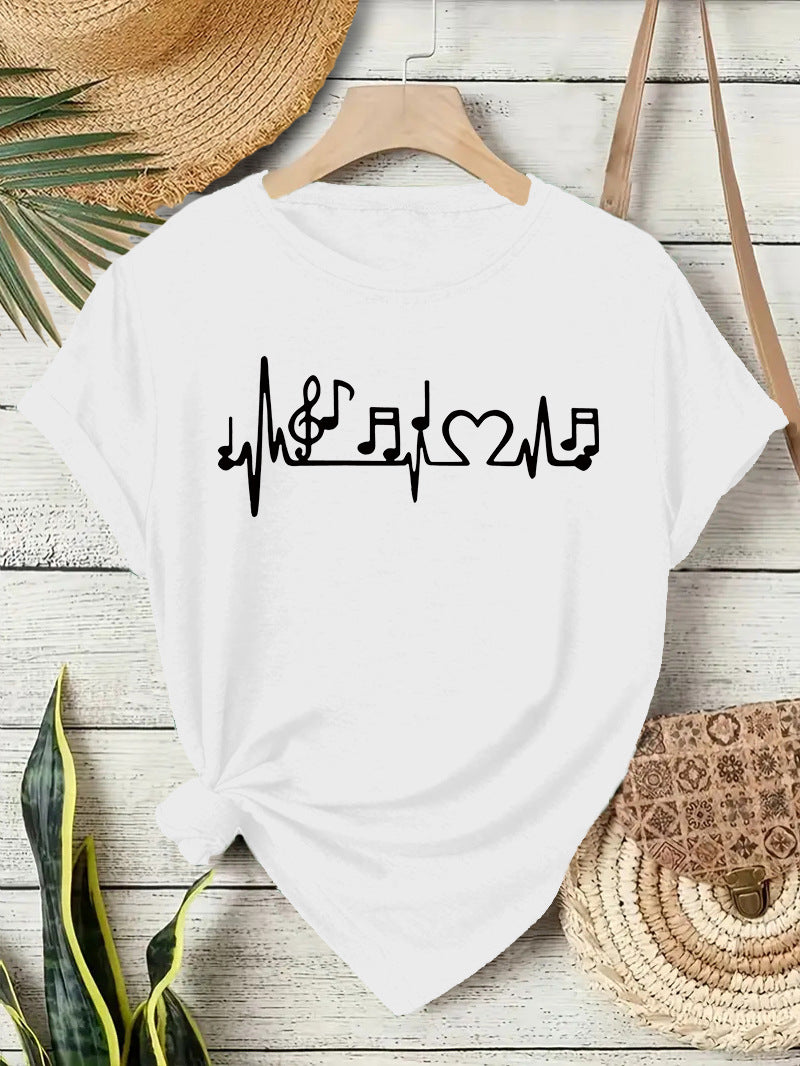 Women's Cute Printed Short-sleeved Note Fashion Women's T-shirt