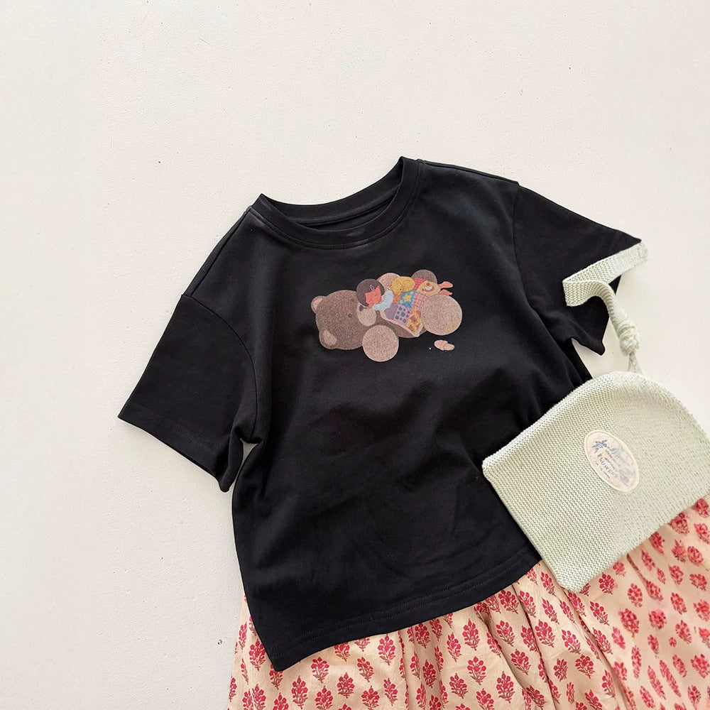Children's Summer Korean Cartoon Bear Short-sleeved For Boys Digital Children's T-shirt