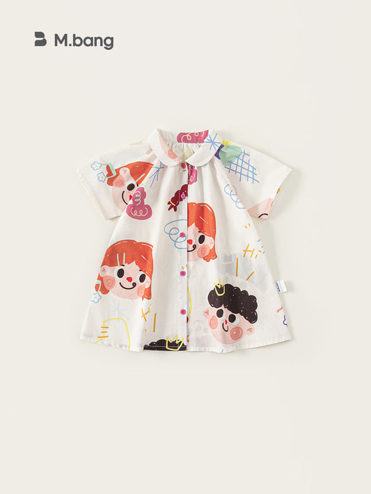 Children's Summer Clothing Thin Lapels Short Sleeve Loose Shirt Children's Dress