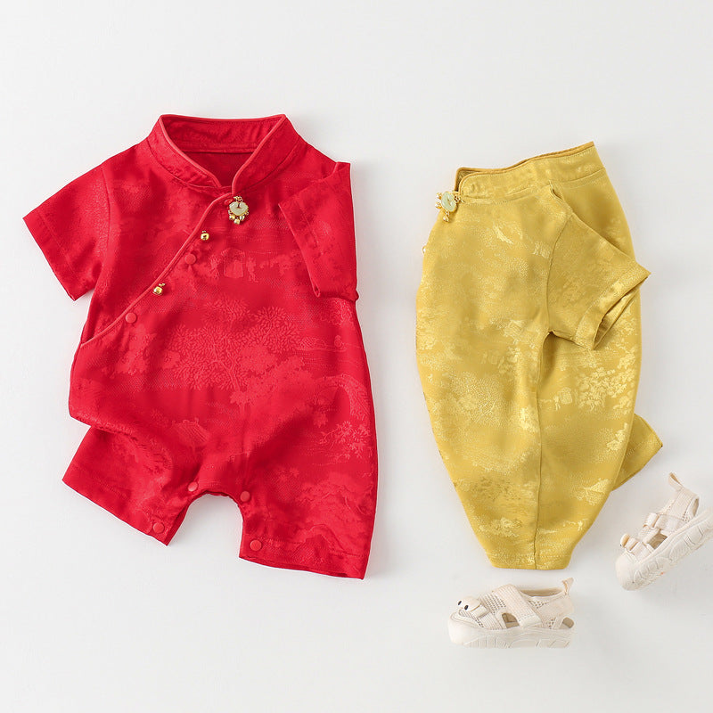 Children's Jumpsuit Full Moon Chinese Style Hundred Days Jumpsuit, Climbing Suit