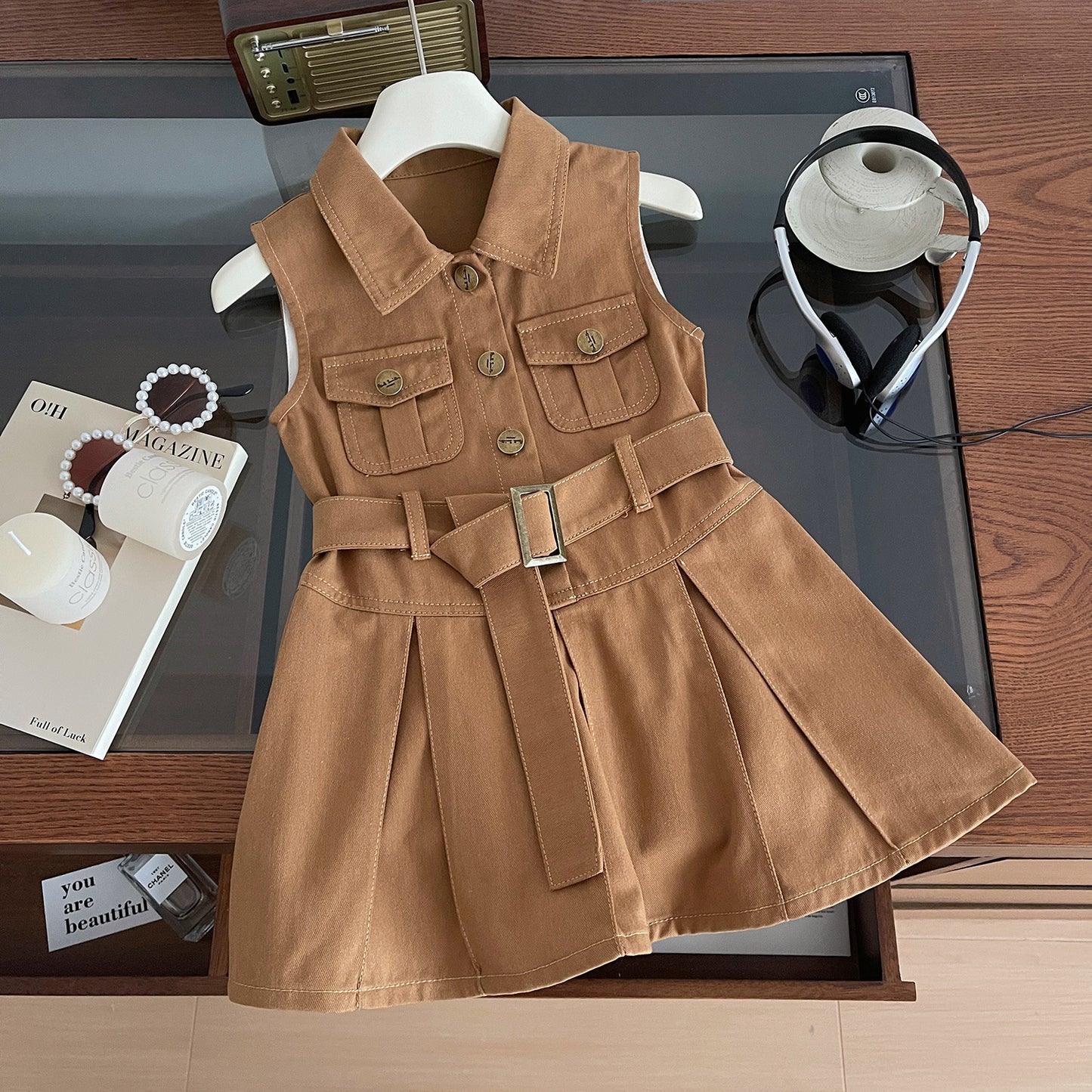 Summer Korean Style Sleeveless Western Slim Fit Cute Children's Dress