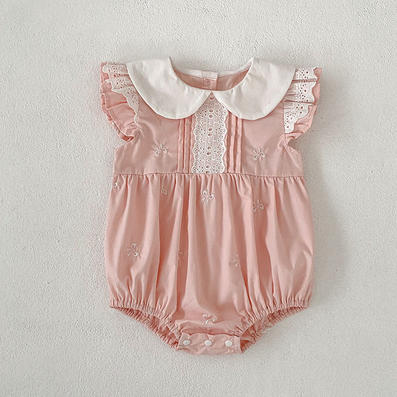 Bow Lace Flounced Sleeve Princess Romper Sisters Children's Dress