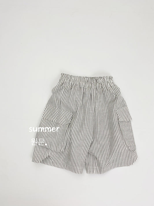 Children's Shorts Summer Korean Lightweight Casual Striped Cotton Linen Work Clothes Children's Pants
