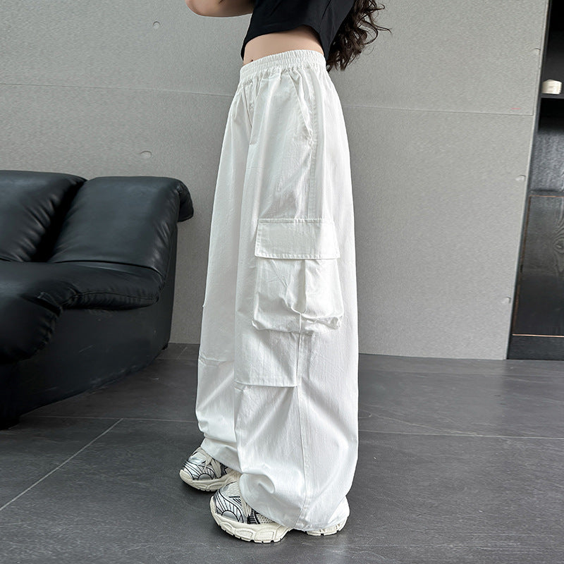 Children's Clothes Outerwear Western Style Washed Cotton Medium Big Casual Trousers Children's Pants