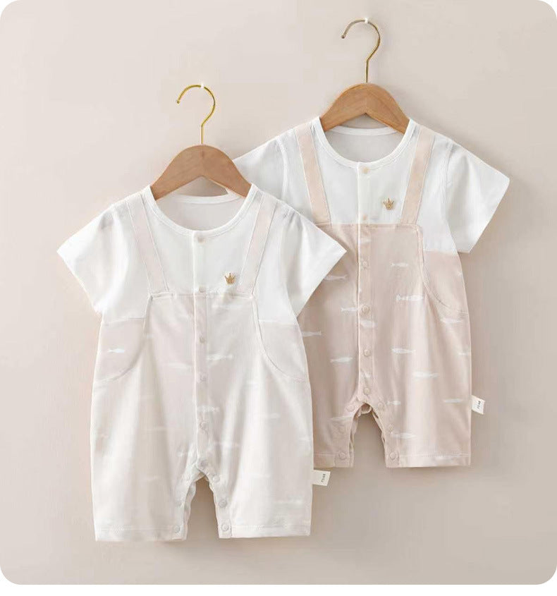 Summer Born Clothes Boy Short Sleeve Jumpsuit, Climbing Suit