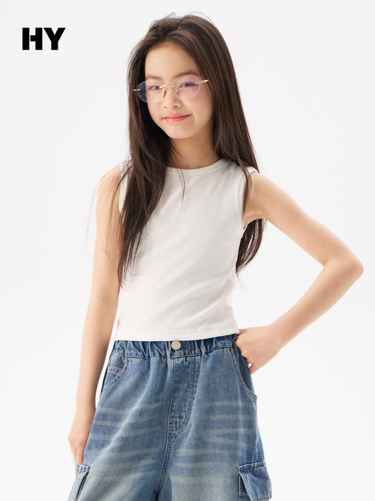 Children's Clothing Camisole Style Middle Big Sleeveless Bottoming Children's T-shirt