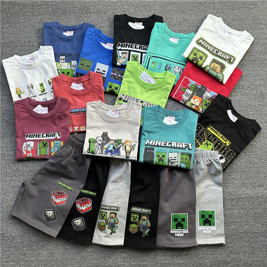 Children's Daily Order Summer My World Game Theme Short-sleeved Can Match Children's T-shirt