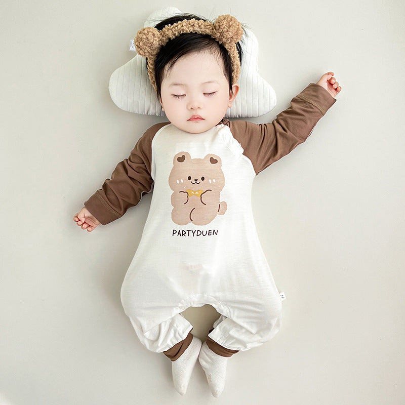 Conditioning Clothes Born Modal Breathable Long Sleeves Pajamas Jumpsuit, Climbing Suit