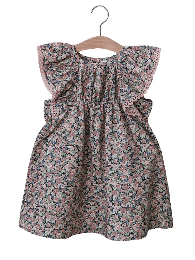 Summer Strawberry Shan Fashionable Sweet Floral Sleeve Children's Dress