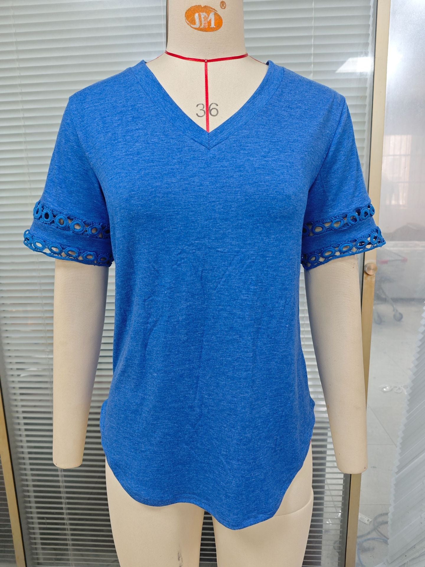 Solid Color Lace Stitching Sleeve Loose Women's T-shirt