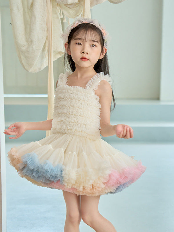 Children's Upgrade Super Fluffy Birthday Gifts One-piece Rainbow Children's Dress