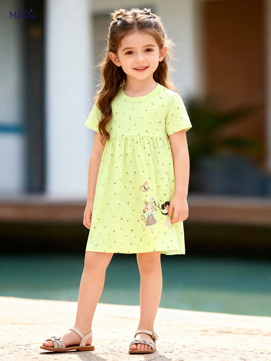 Summer Shirt Cute Cartoon Western Style Children's Dress