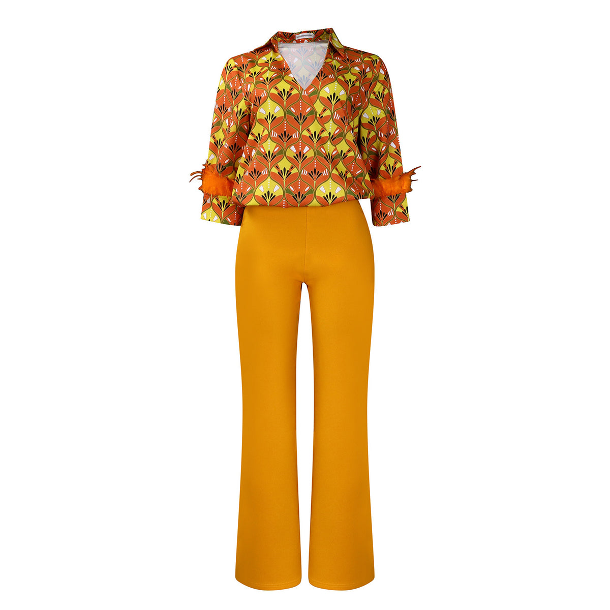Women's Printed Long-sleeved Shirt Elegant African Fashion Casual Suit
