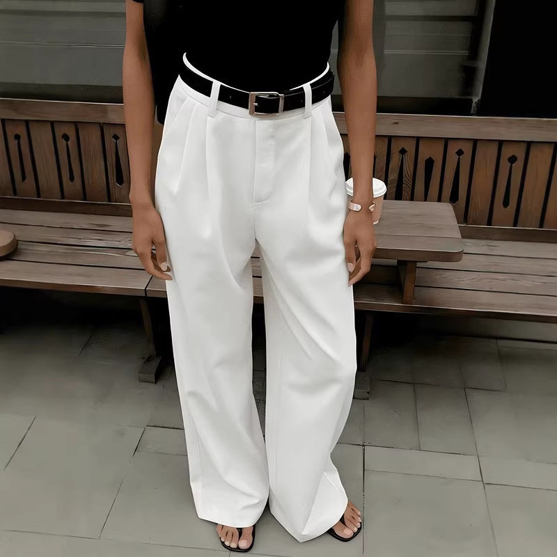 Women's Solid Color High Waist Loose Simple Casual Pants