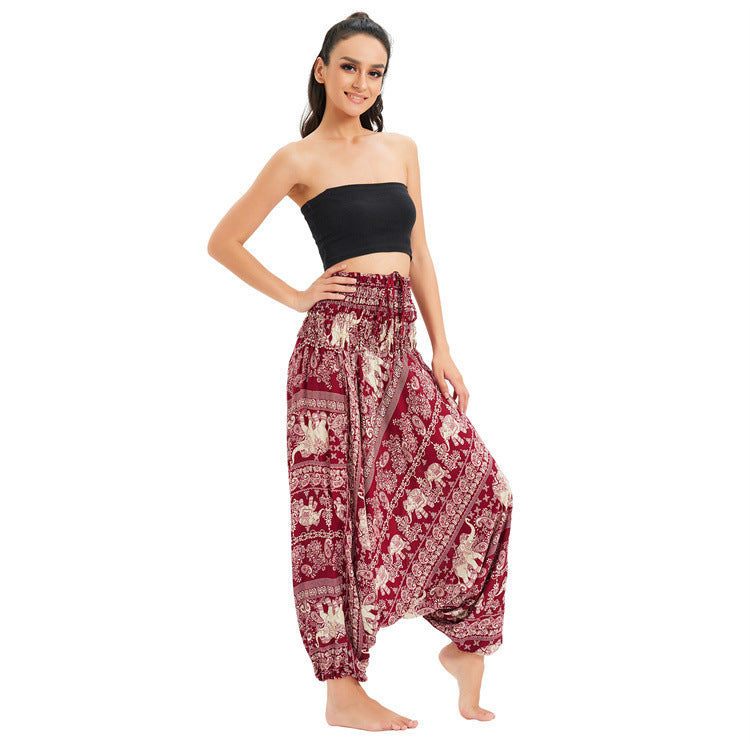 Clearance Male Female Couples Wear Elephant Loose Harem Casual Pants