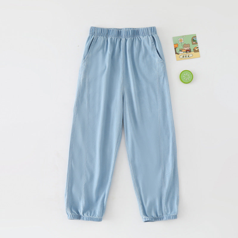 Women's & Men's Lightweight Silk Jeans Medium Big Drape Casual Children's Pants