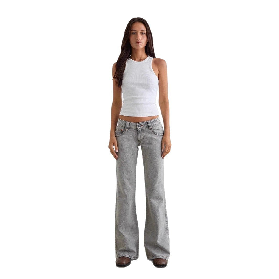 Women's Stretch Solid Color Slightly Flared Denim Jeans