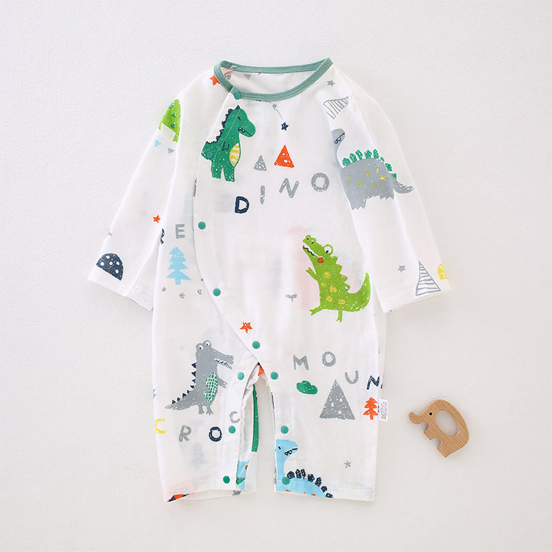 Bamboo Cotton Fiber Air Conditioning Clothes For Babies Class Gauze Jumpsuit, Climbing Suit