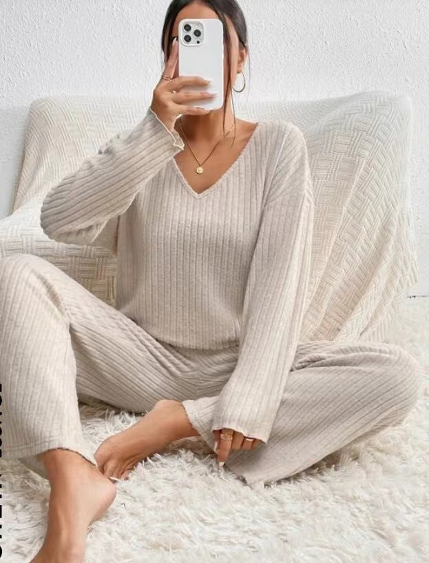 Women's Collar Loose Sunken Stripe Brushed Long Fashion Casual Suit