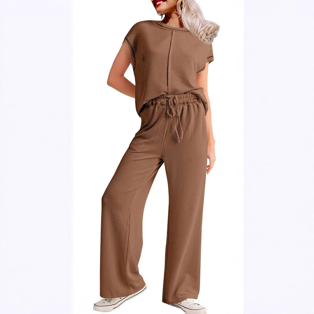 Women's Three-quarter Sleeve Rope Solid Color Commute Suits