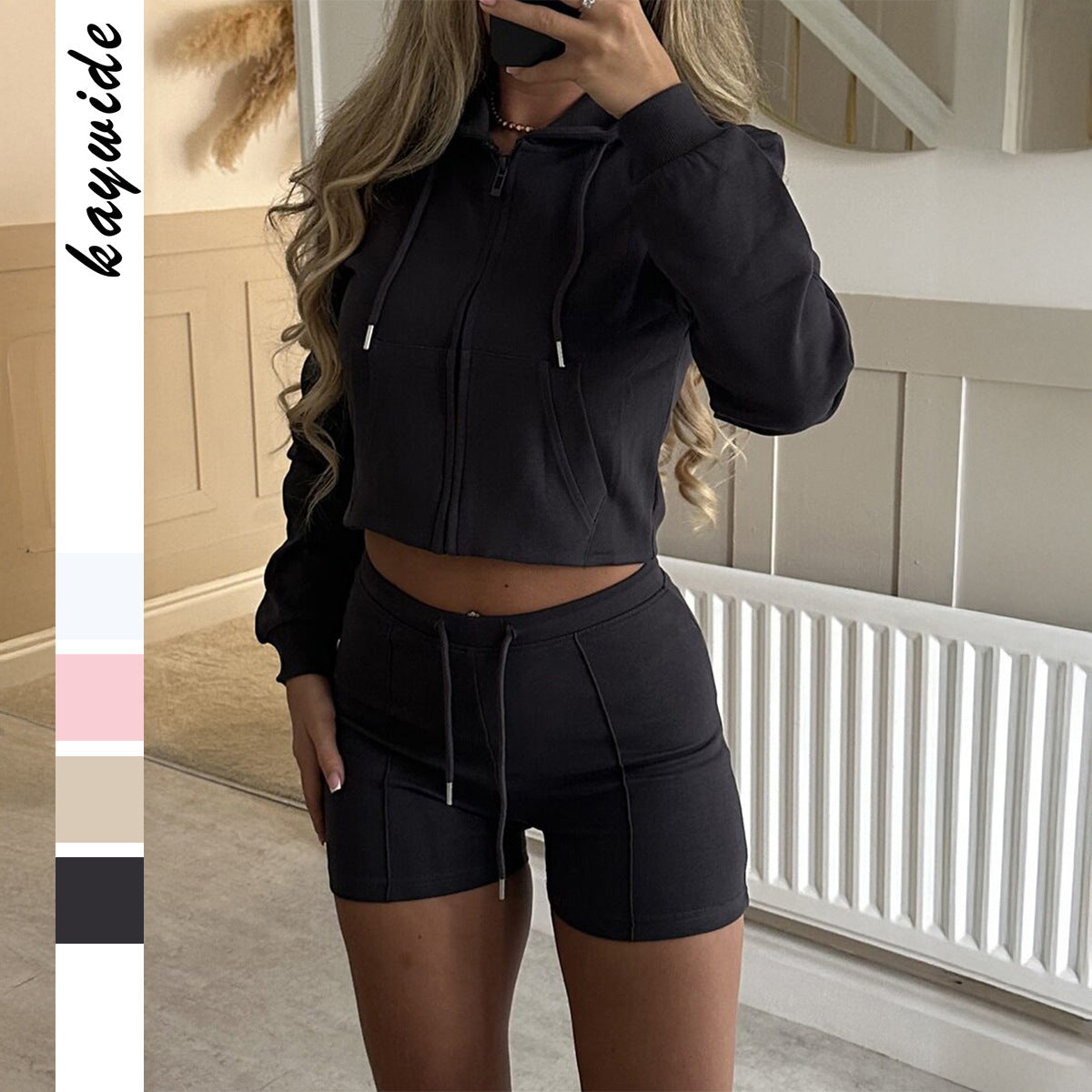 Women's Sports Long Sleeve Fleece Two-piece Fashion Casual Suit